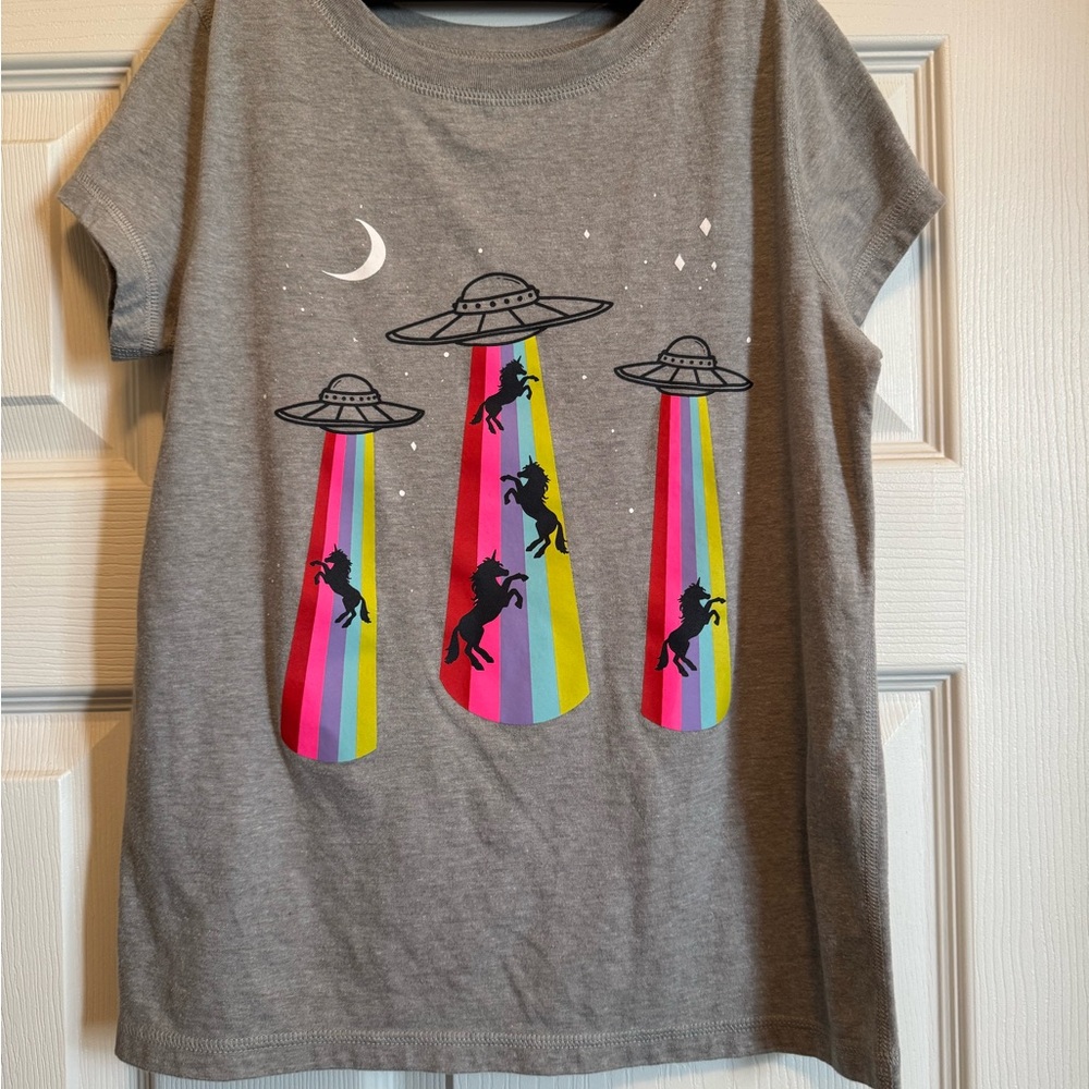 Unicorn Beam Gray Kids Tee